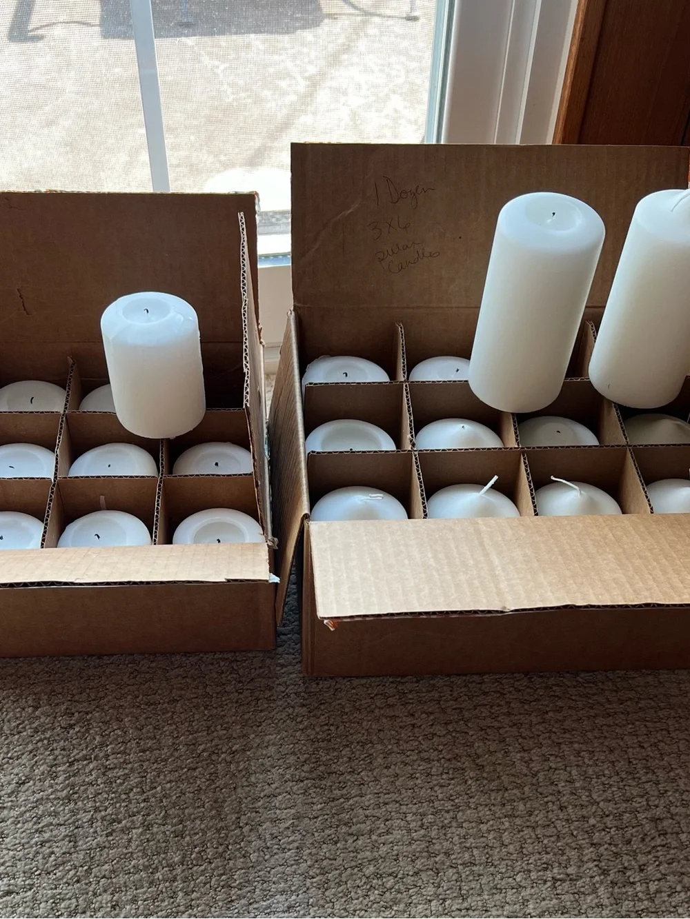 Unscented White Pillar Candles 3x4 - Pack of 12